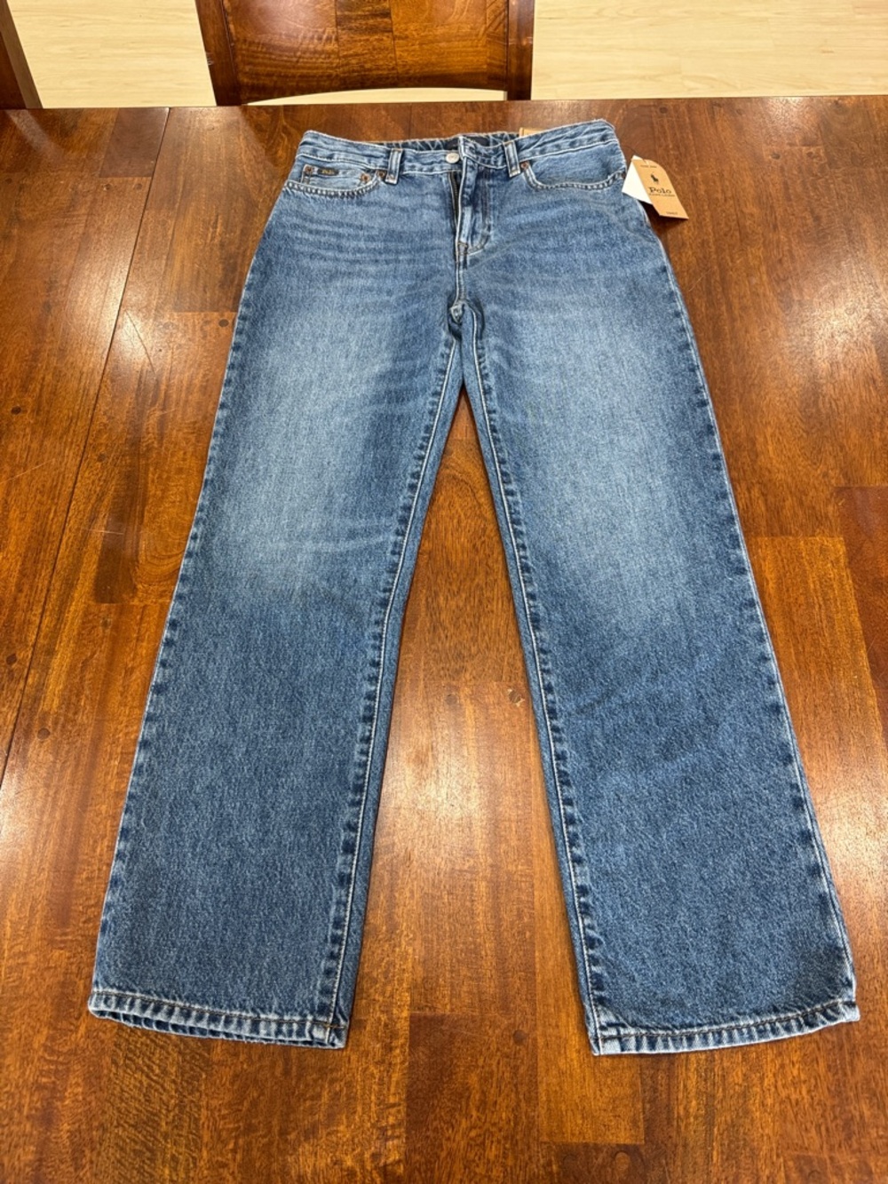 NWT Classic Polo Ralph Lauren High-Rise Straight Blue Jean. Youth size 16